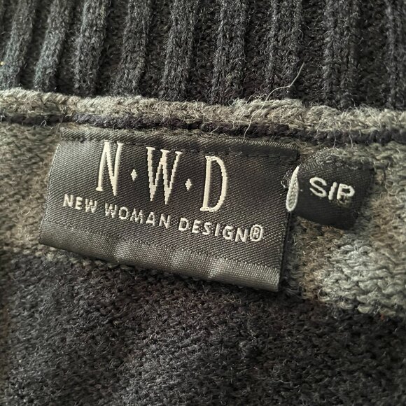 Long Black Gray Striped Cardigan - NWD Size S - Picture 8 of 10